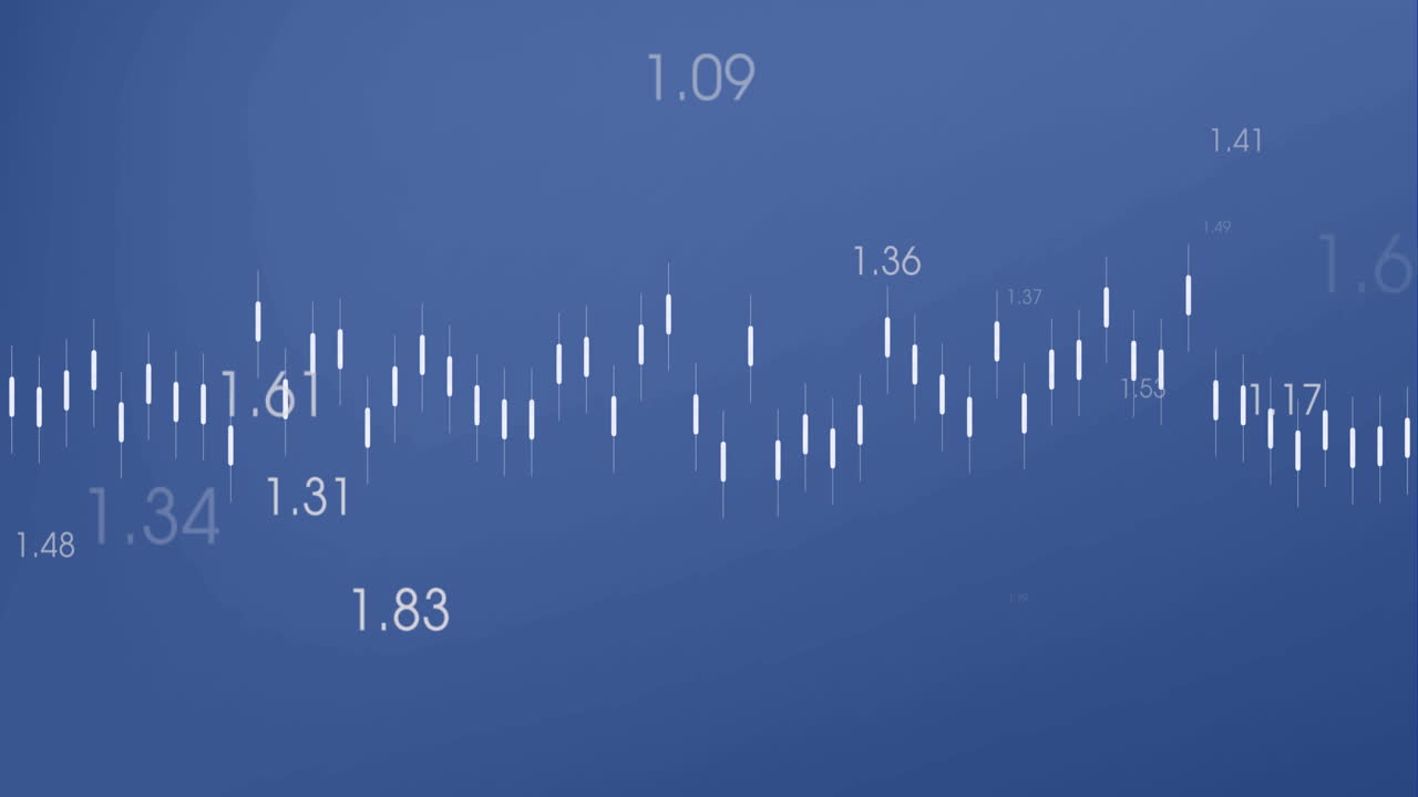 파란색 배경에서 그래프와 변하는 숫자 위에 심장 리의 애니메이션