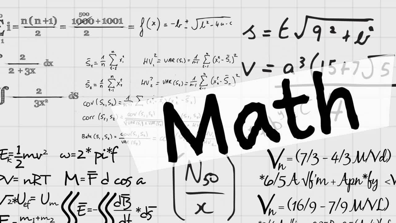 animación de texto de matemáticas sobre ecuaciones matemáticas