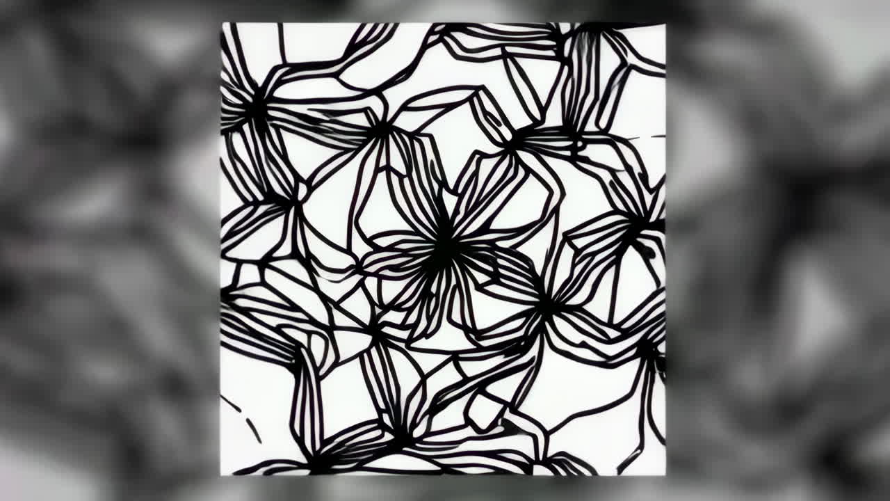 Black and White Floral Geometric Design