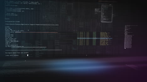 Lines of computer code background animation illuminated stage Hi tech modern tech layout room digital architecture
