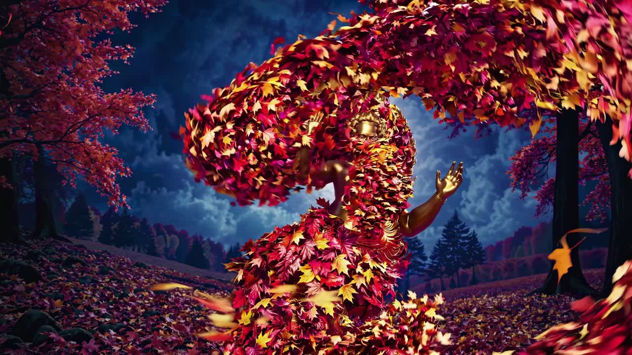 가을 잎 속의 황금 남자