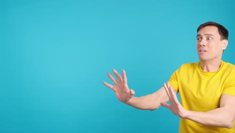man expressing fear and shock
