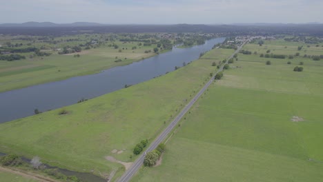 Macleay-Valley-Way-And-Floodplains-Along-Macleay-River-Near-Kempsey-City-Centre-In-New-South-Wales,-Australia