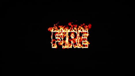 dynamic video of the word 'fire' engulfed in flames, centered against a black background
