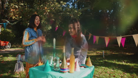 friends celebrating a birthday picnic in the park