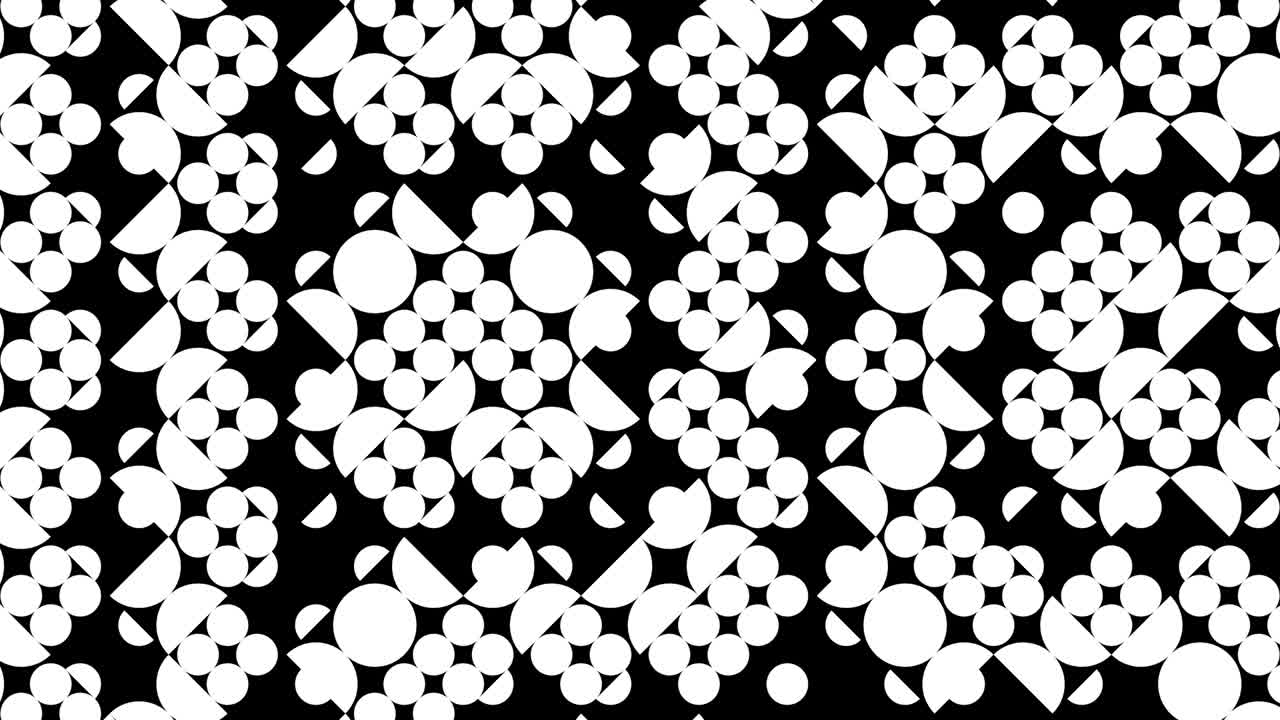 patrón geométrico abstracto en blanco y negro. mosaico dinámico mínimo con círculos. fondo gráfico de movimiento en un diseño plano
