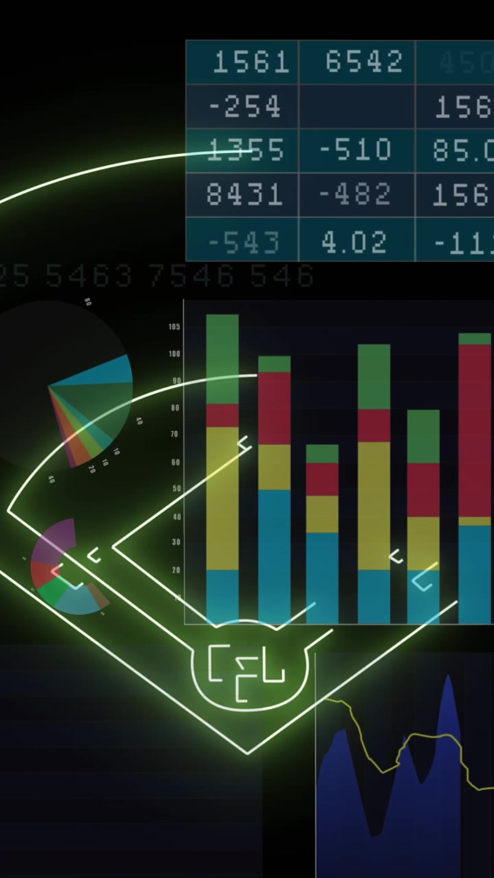 Animazione di stadio al neon su elaborazione dati su sfondo nero