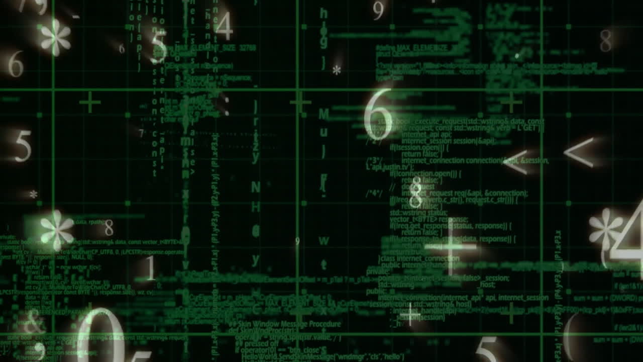 animación de números y procesamiento de datos digitales a través de servidores informáticos