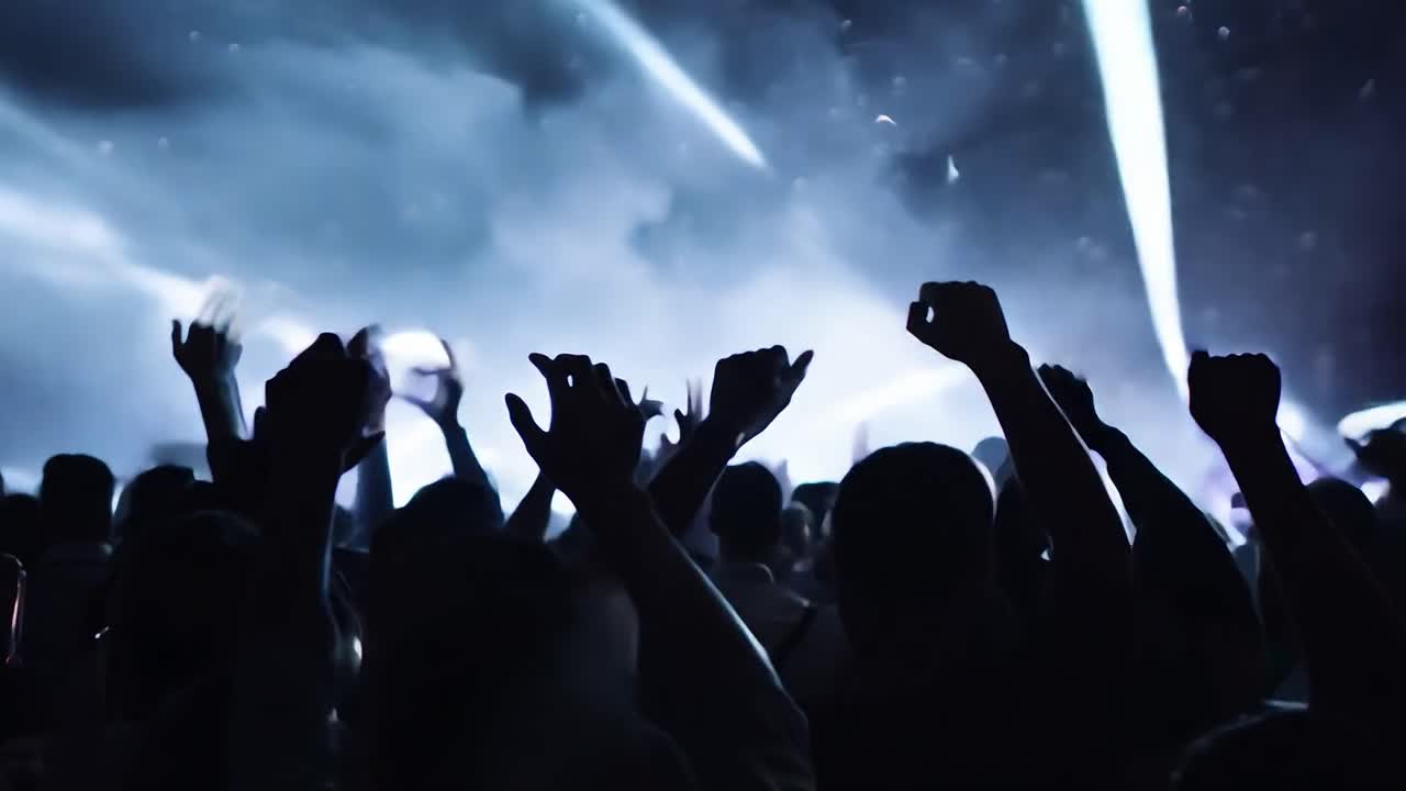 multitud en un concierto con las manos en alto