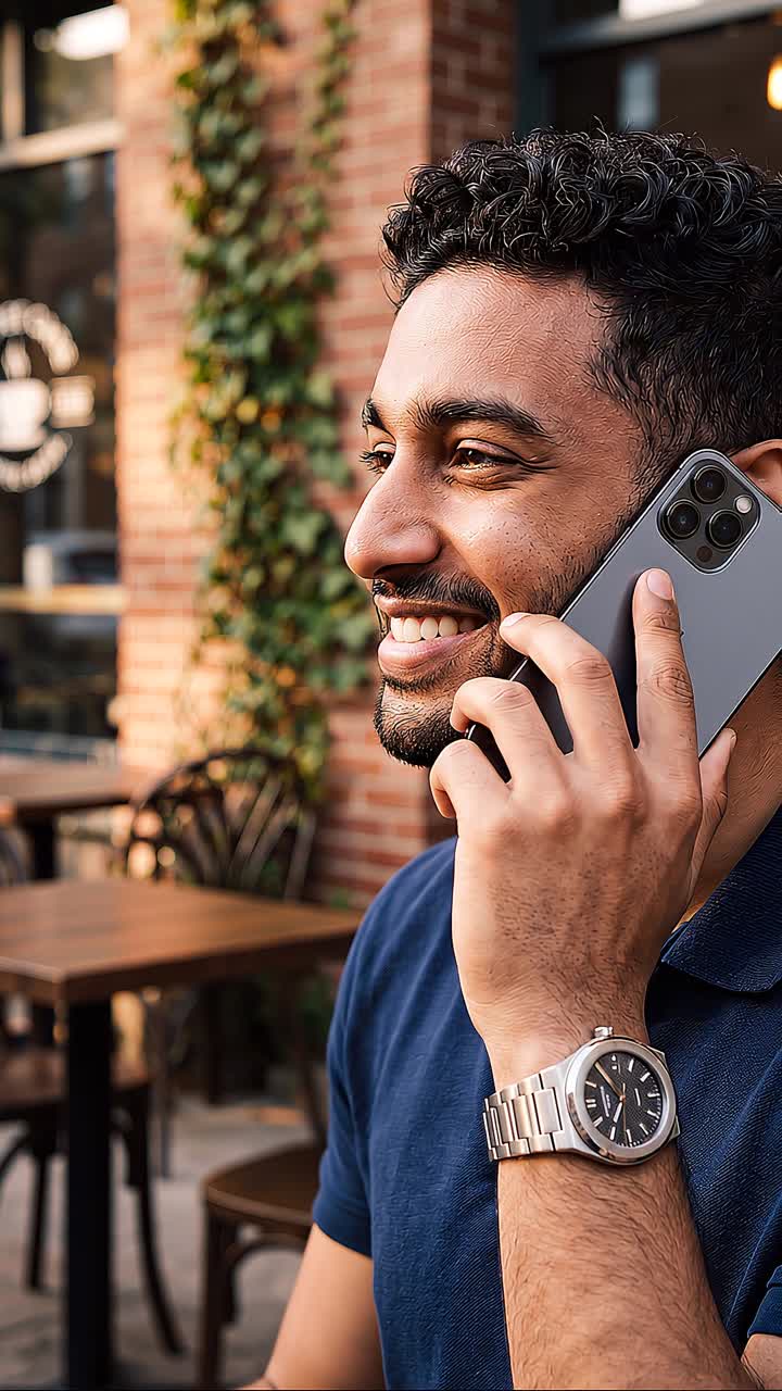 Profissional sorrindo enquanto usa o notebook na mesa em um escritório iluminado com grandes janelas e vista para a cidade.