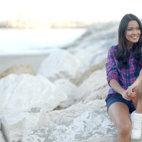 woman relaxing in summer day