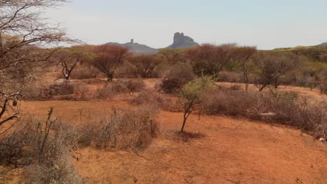 local samburu village in northern kenya. aerial shot