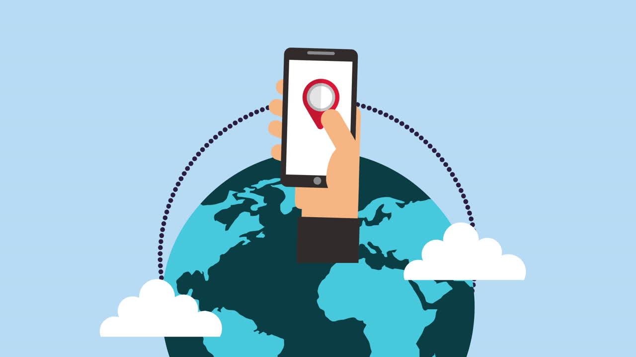 teléfono inteligente con aplicación de tecnología gps