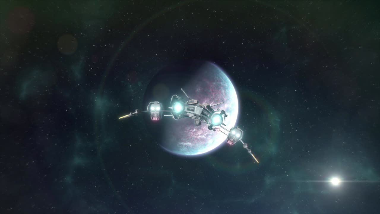 먼 외계 행성을 향해 깊은 우주를 여행하는 우주선