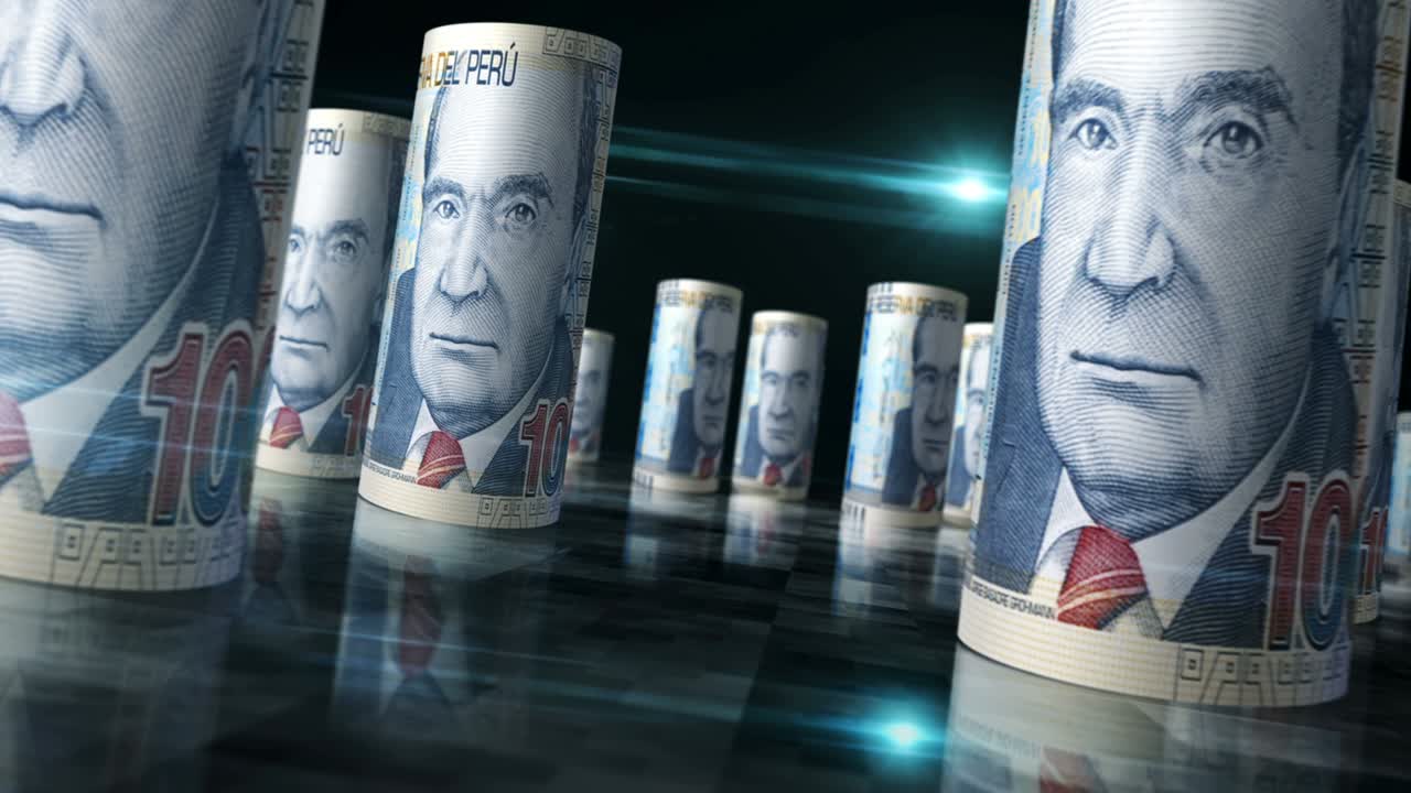 soles peruanos dinero billetes enrollados bucle sin costuras