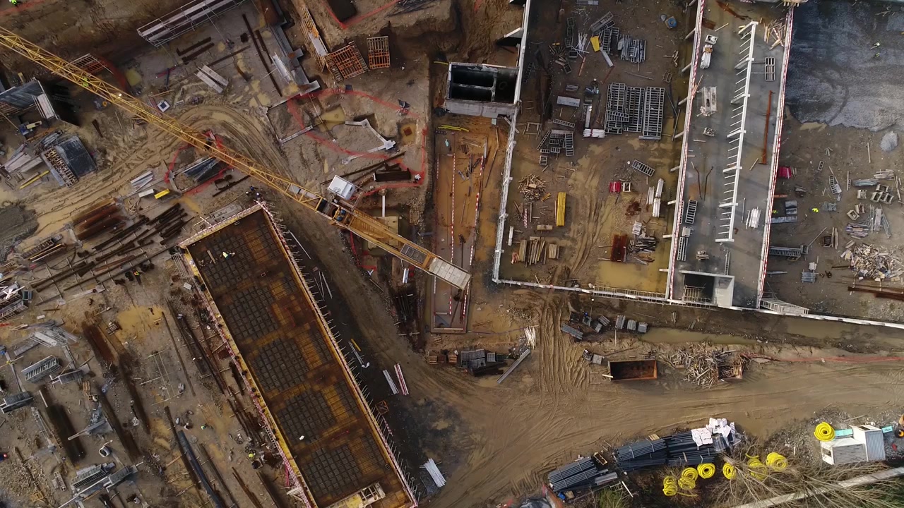 Workers on Construction Site Top View