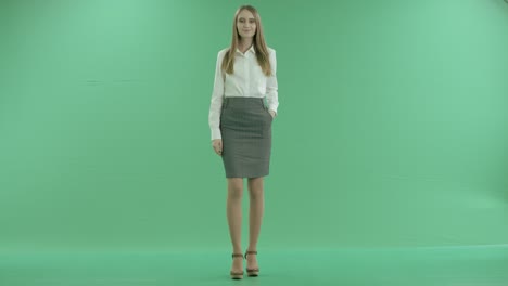 a business woman and a gesture cool green screen