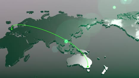 australia to england connection world map animation