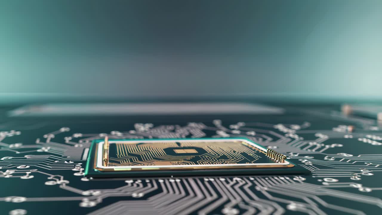 primer plano de una cpu en una placa de circuitos