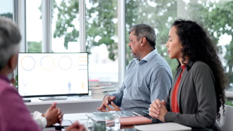 Business-people,-computer-and-team-in-a-meeting