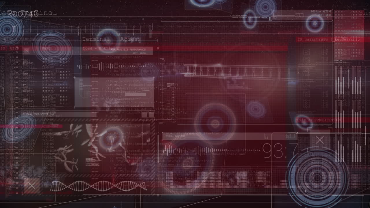 animación del procesamiento de datos sobre el alcance del escaneo sobre un fondo oscuro