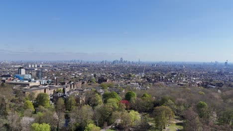 drone push in london city uk skyline establishing aerial