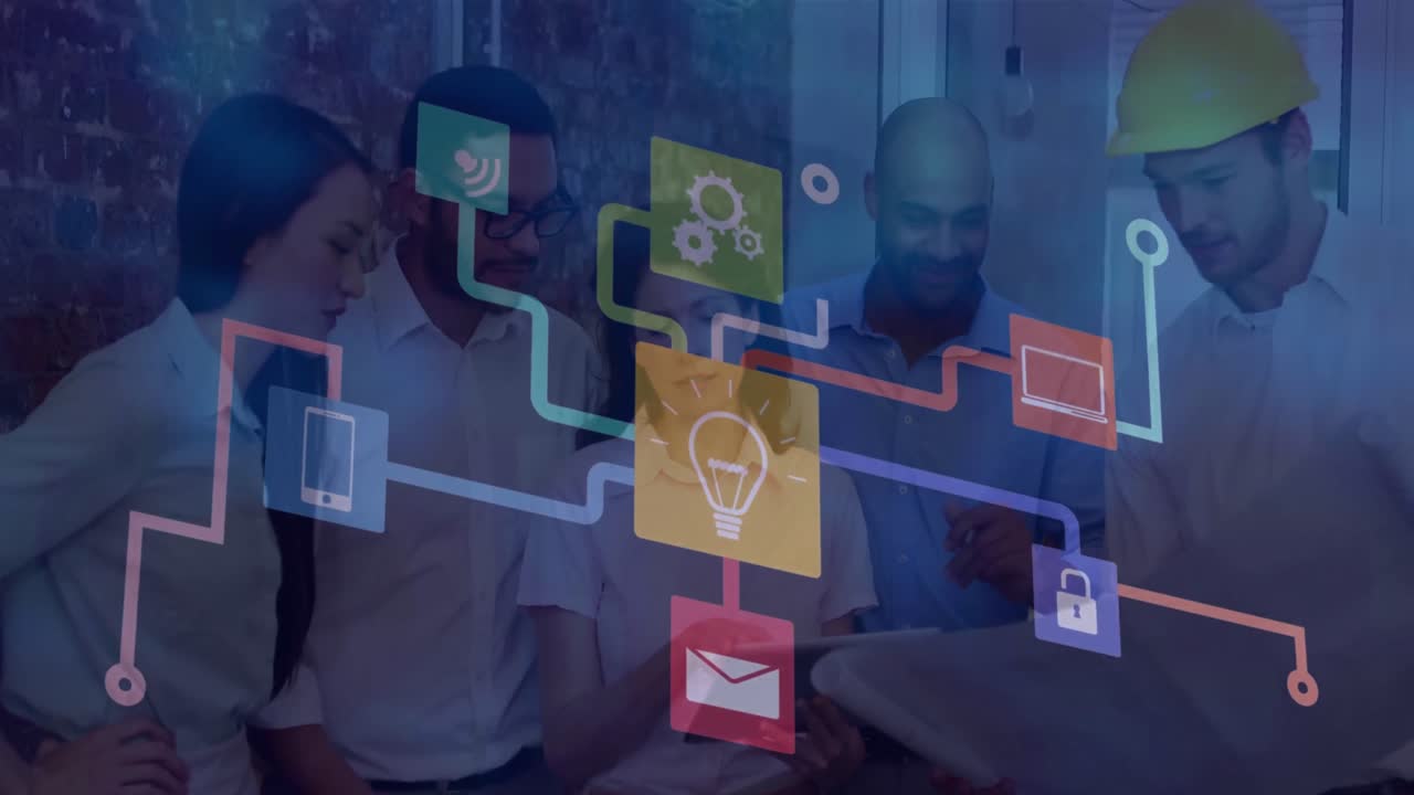 다양한 아키텍트에 대한 데이터 처리를 가진 네트워크의 애니메이션