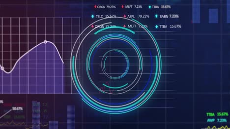 animation of scope scanning and data processing over blue background