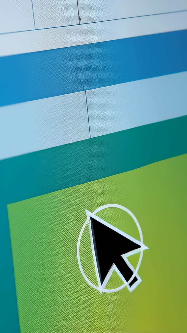 Vertical video: Moving black arrow cursor across UI bands, motion causing hover ripple, copy space