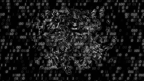 animación del procesamiento de datos sobre un fondo negro