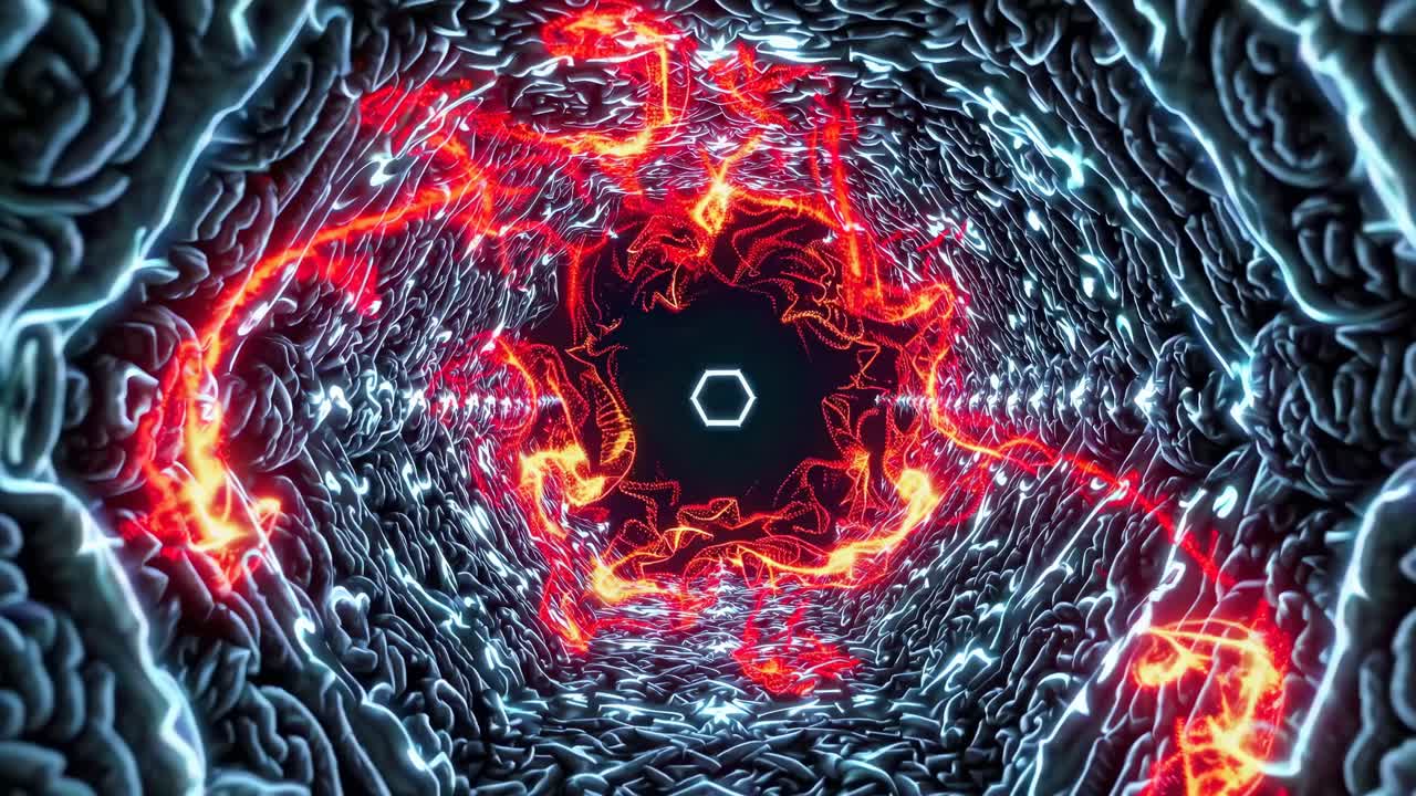 Abstract Glowing Tunnel with Fractal Patterns
