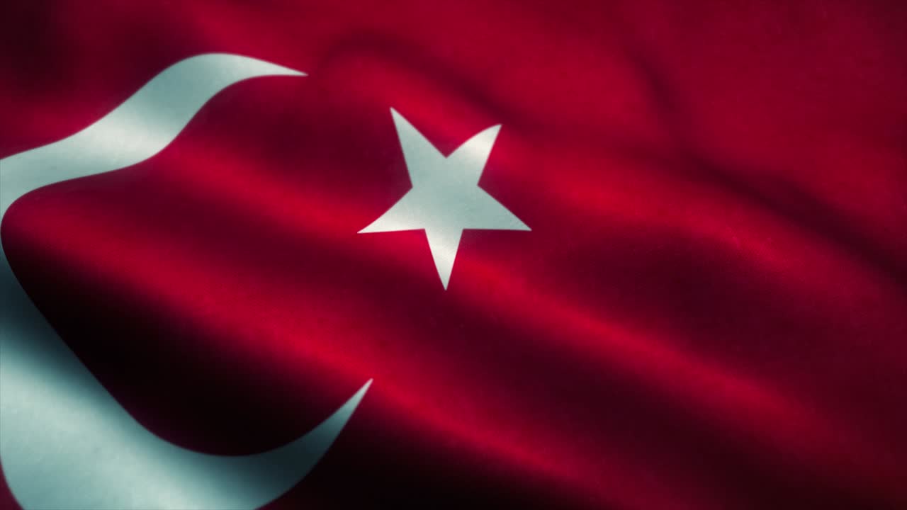 터키의 국기 - 4k 고해상도 터키 공화국의 국기, 바람에 진화.