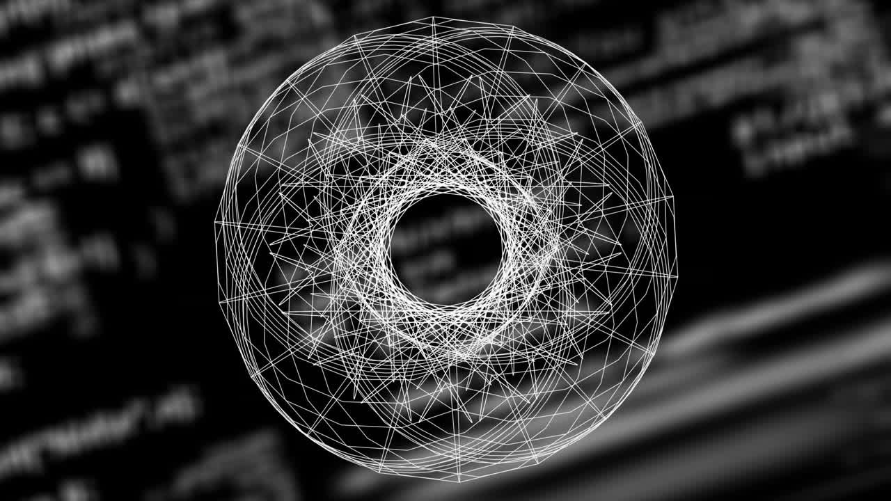 animación del procesamiento de datos de dibujo del motor 3d en fondo negro