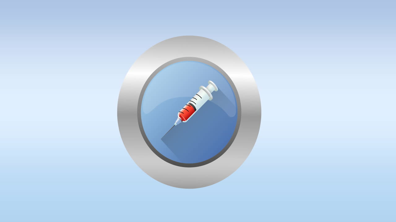 Animation of vaccine icon on blue background