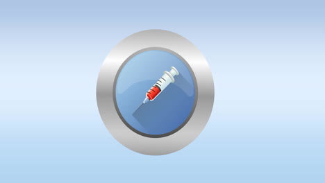 animación del icono de la vacuna sobre un fondo azul