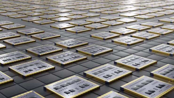 Global production of microchips at the factory.