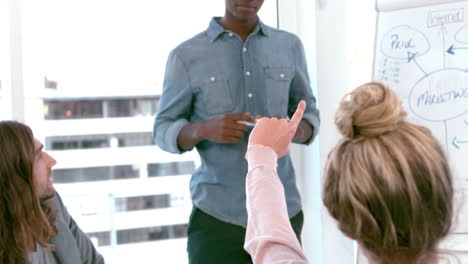 Businesswoman-asking-a-question-in-a-meeting