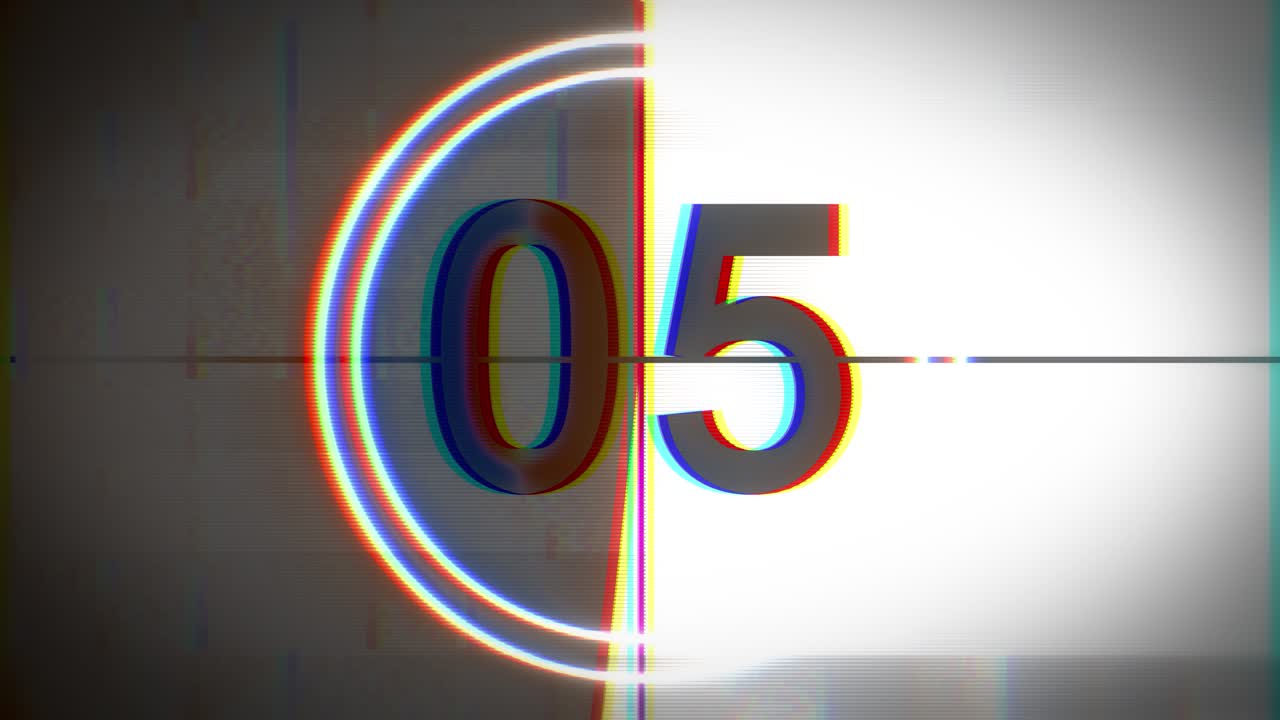 Countdown leader vintage countdown 10 0 4k old film effect with detailed lines scratches and grain