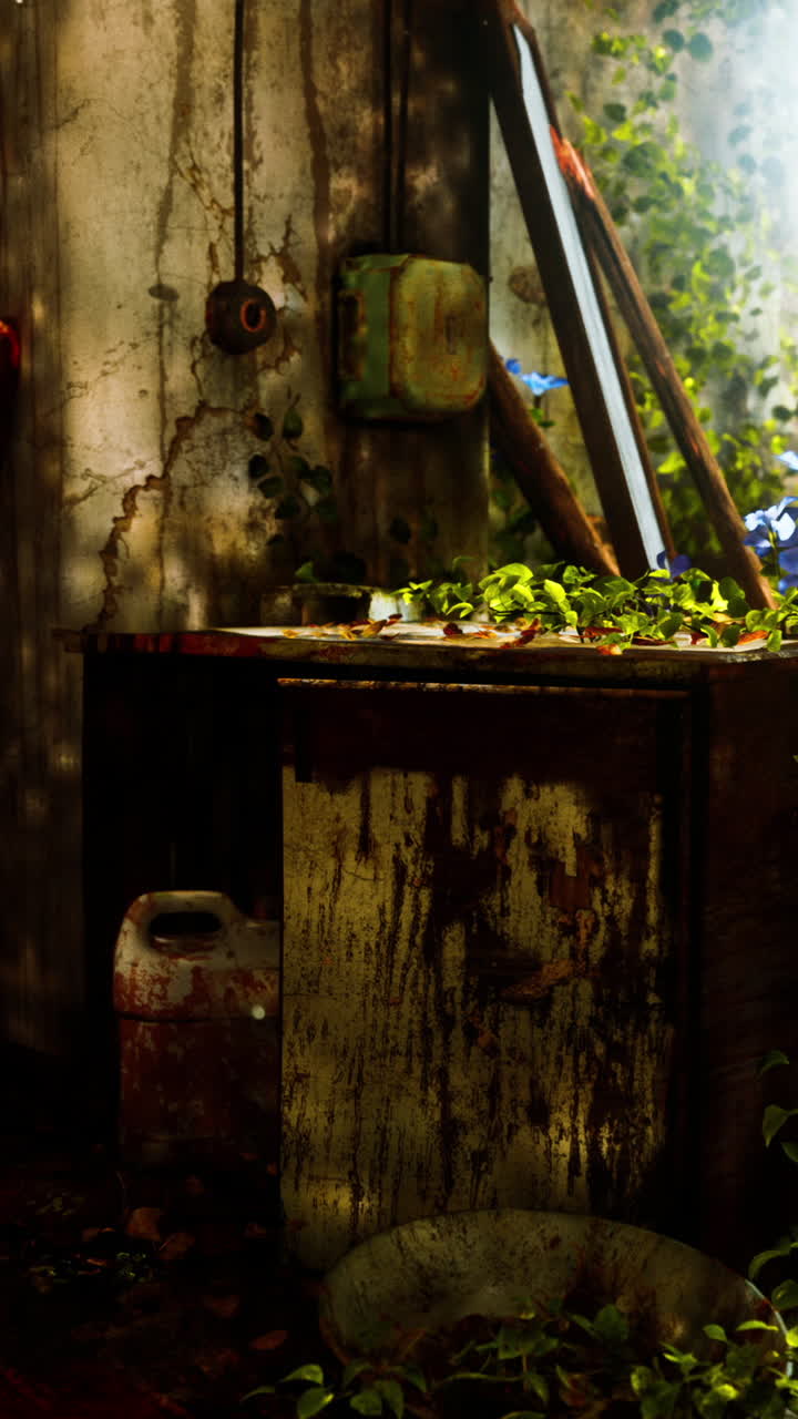 habitación abandonada y cubierta de vegetación