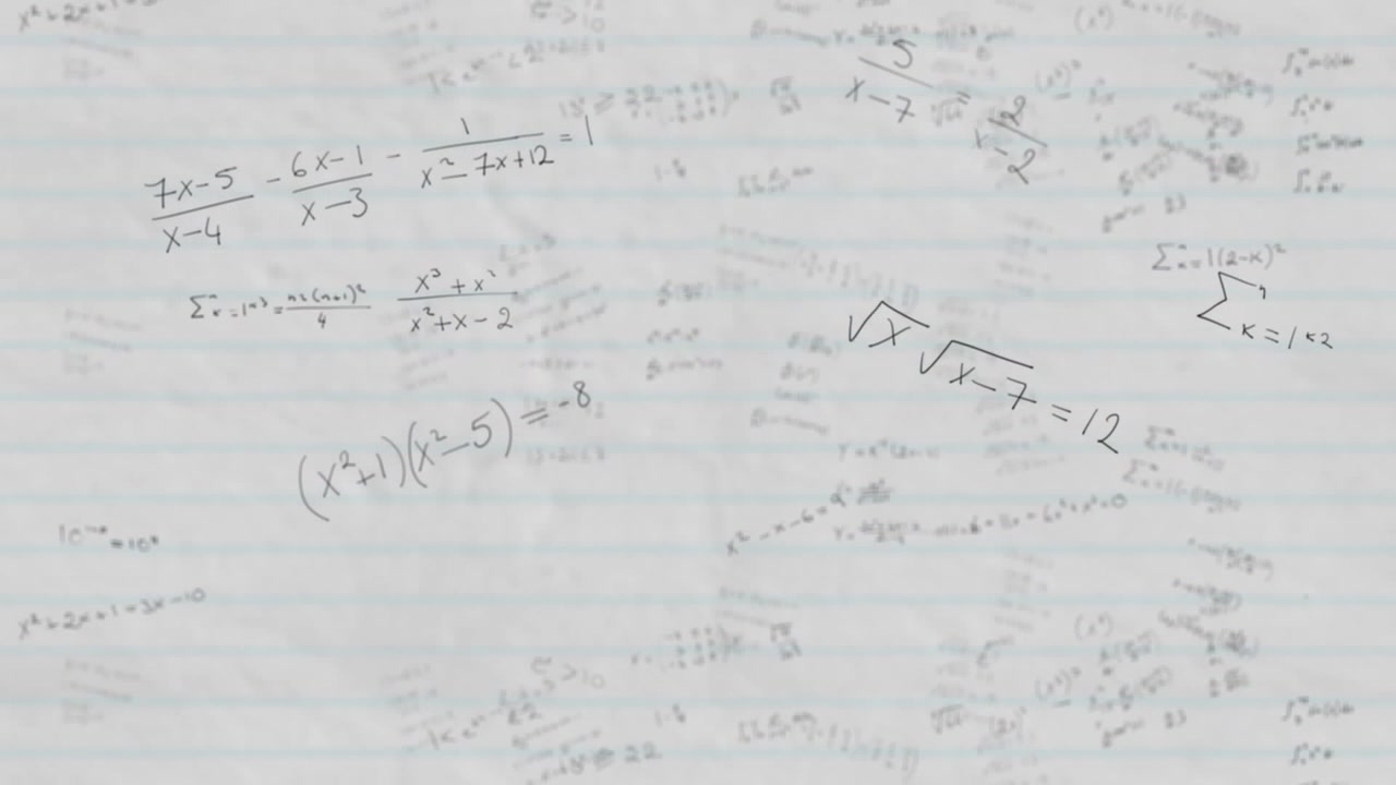 Animazione di formule matematiche su sfondo bianco
