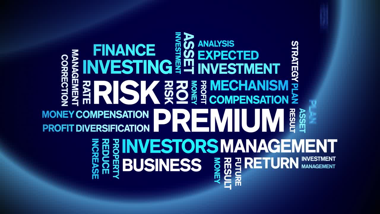 4k 리스크 프리미엄 애니메이션 태그, 워드 클라우드, 텍스트 디자인, 애니메이션, 원활한 루프