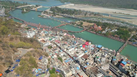 beautiful ganga ghat of haridwar bird eye view in india