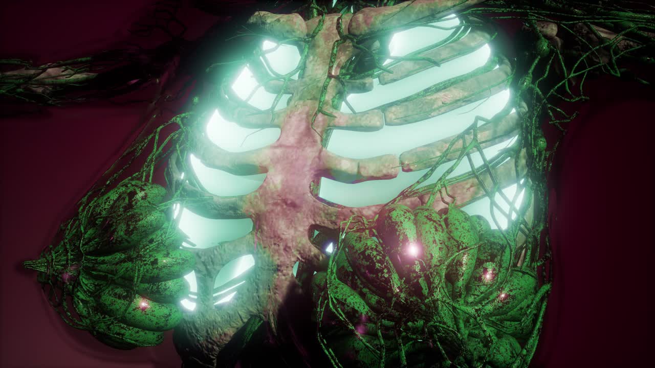 cuerpo humano con pulmones visibles