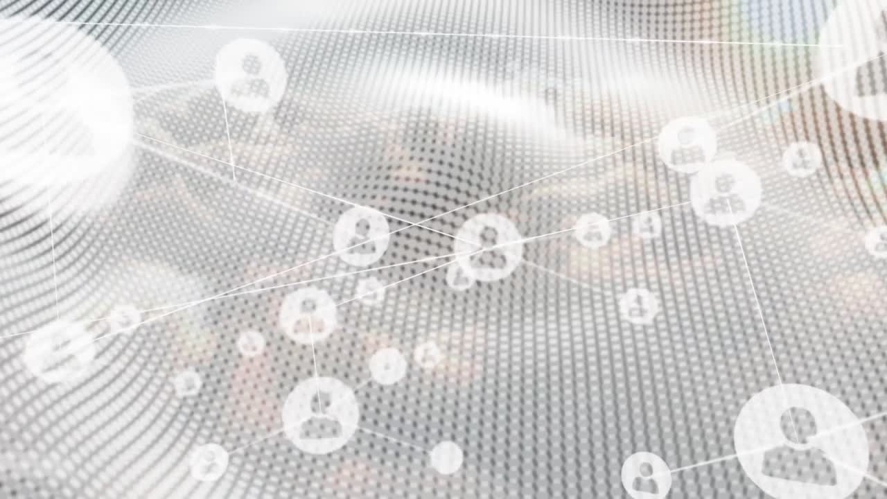 하늘의 구름 위의 줄 점 패턴 디자인에 대한 프로필 아이콘 네트워크의 애니메이션