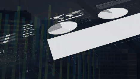 animation of financial data processing over dark background