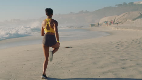 woman running on the beach
