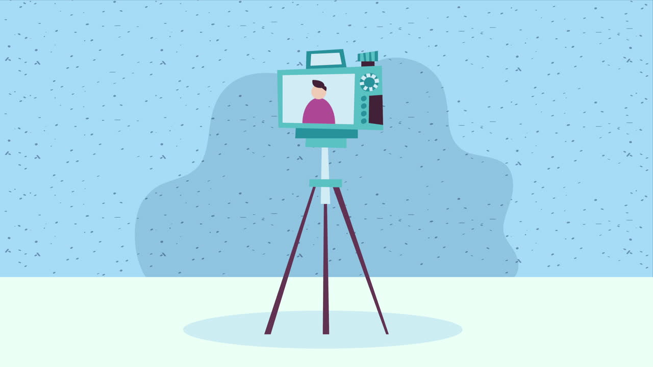 cámara fotográfica en animación de trípode