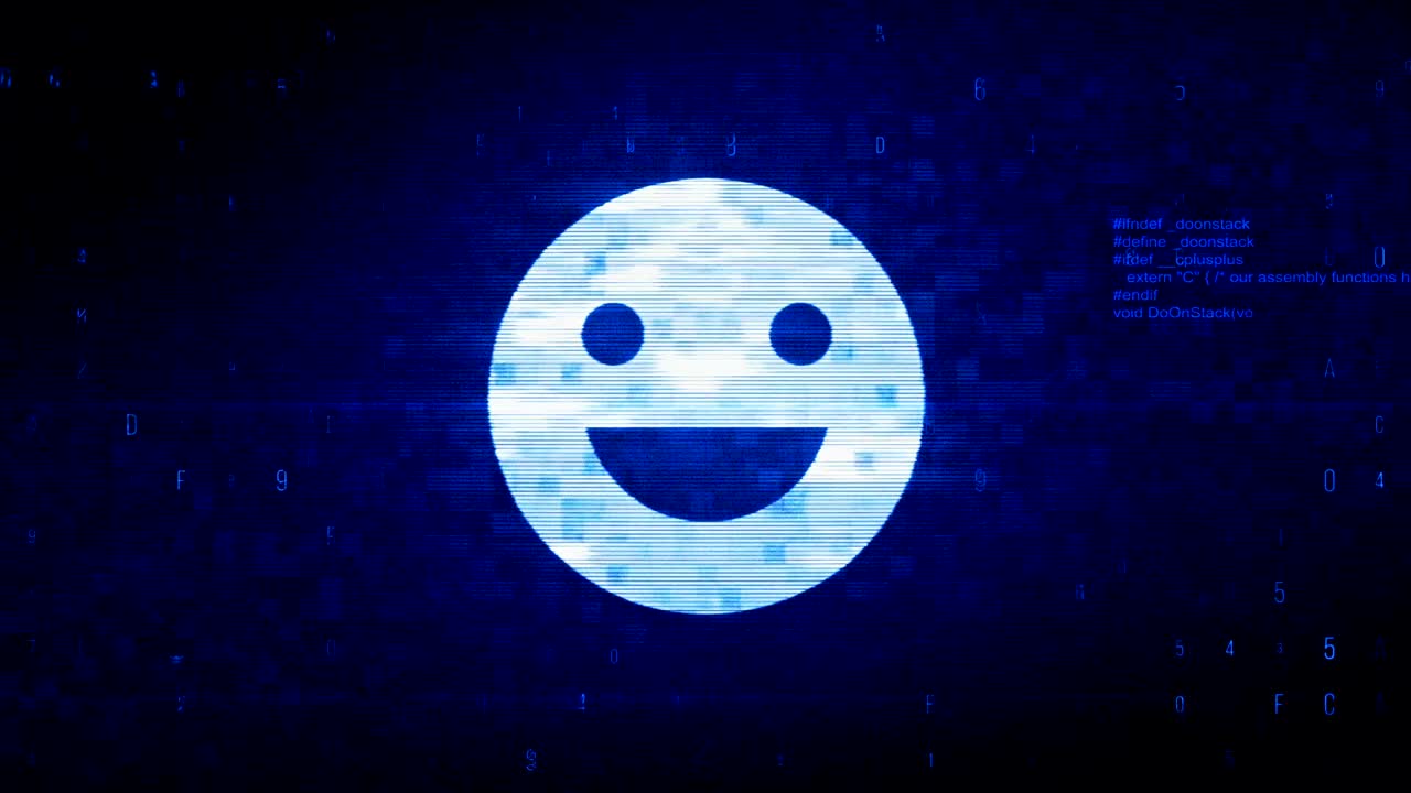 Big Smile Emoji Symbol Digital Pixel Noise Error Animation.