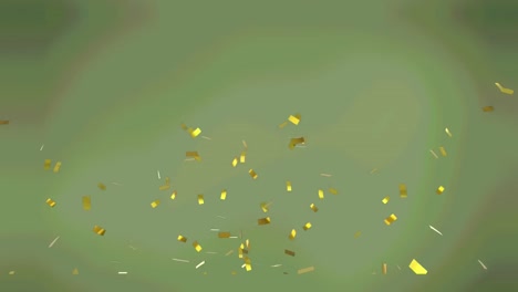 animation of gold confetti falling on green background