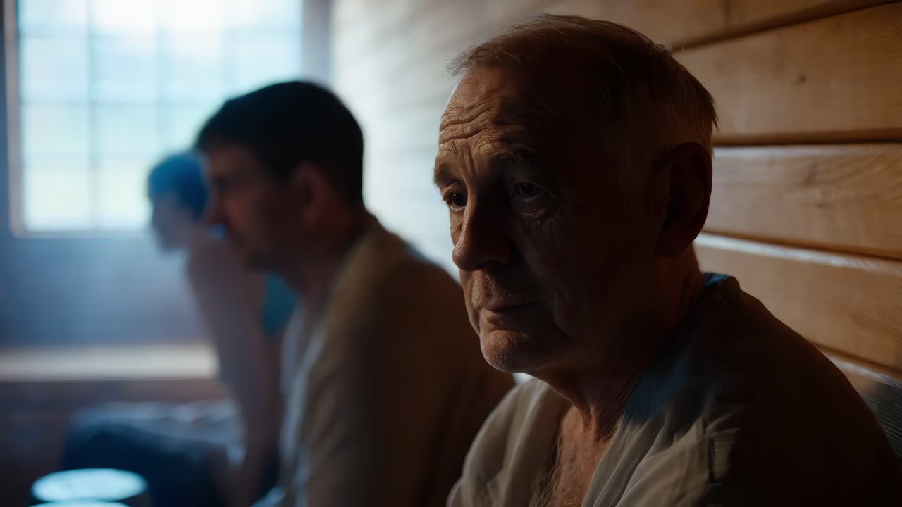 hombres relajándose en una sauna